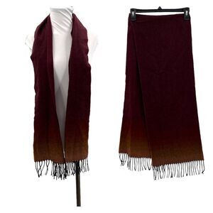 Cashmere Red/Orange Ombre Scarf Made in Scotland Scottish 100% Cashmere Unisex